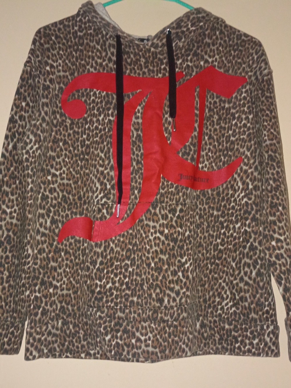 Juicy Couture Leopard Print Crewneck Sweater with Red Logo